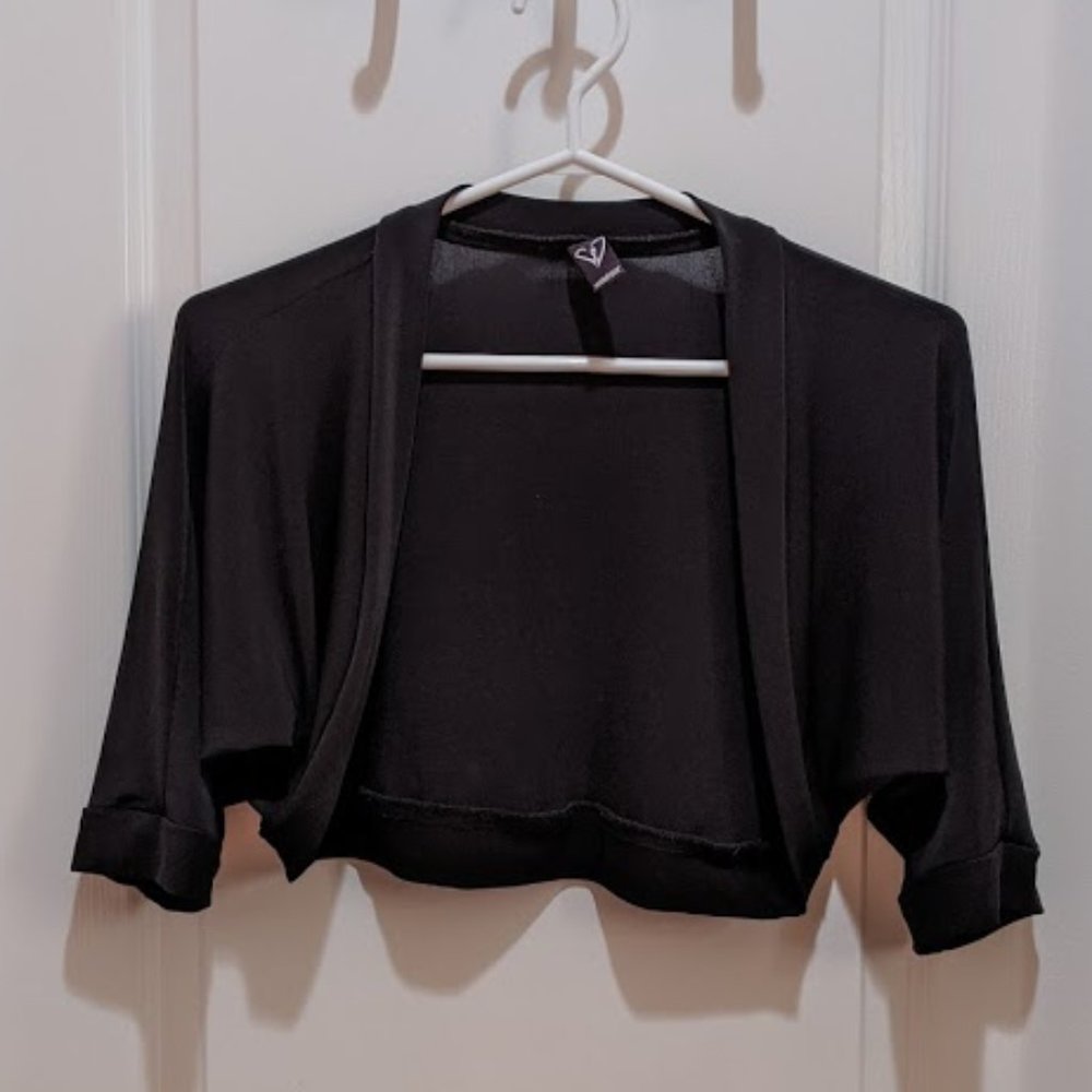black smooth silky cropped bolero cover up